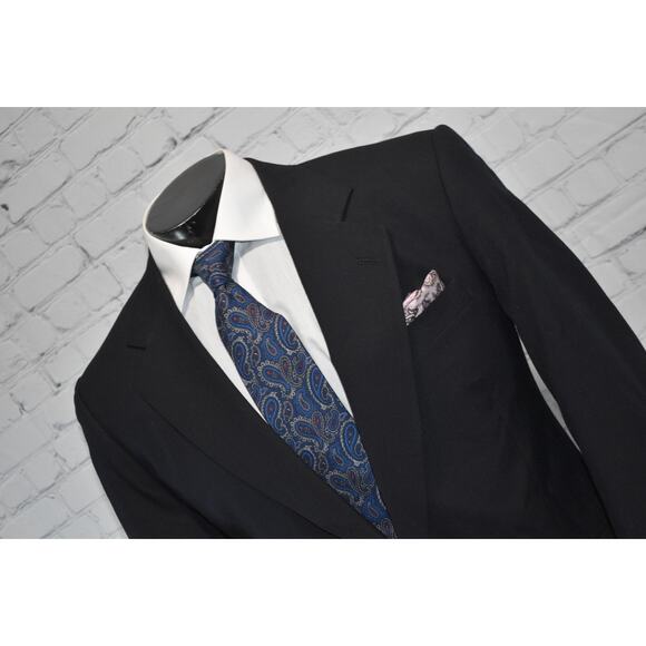 Jos A Bank Suit 2 Piece 2 Button Mens Size Jacket 41 Reg Wool Blue Pants 34 x 29 - Picture 13 of 13